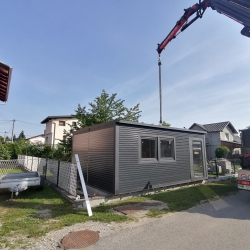 Doppel bürocontainer mit mehr glas - aufstellen