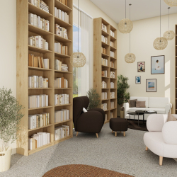 Knjižnica Forum z visokimi knjižnimi policami