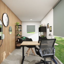 Shranjevalne rešitve v modularni pisarni Hosekra Noir