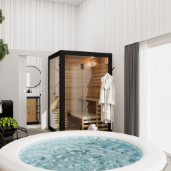 Wellness Lumina Black s savno in masažno kadjo